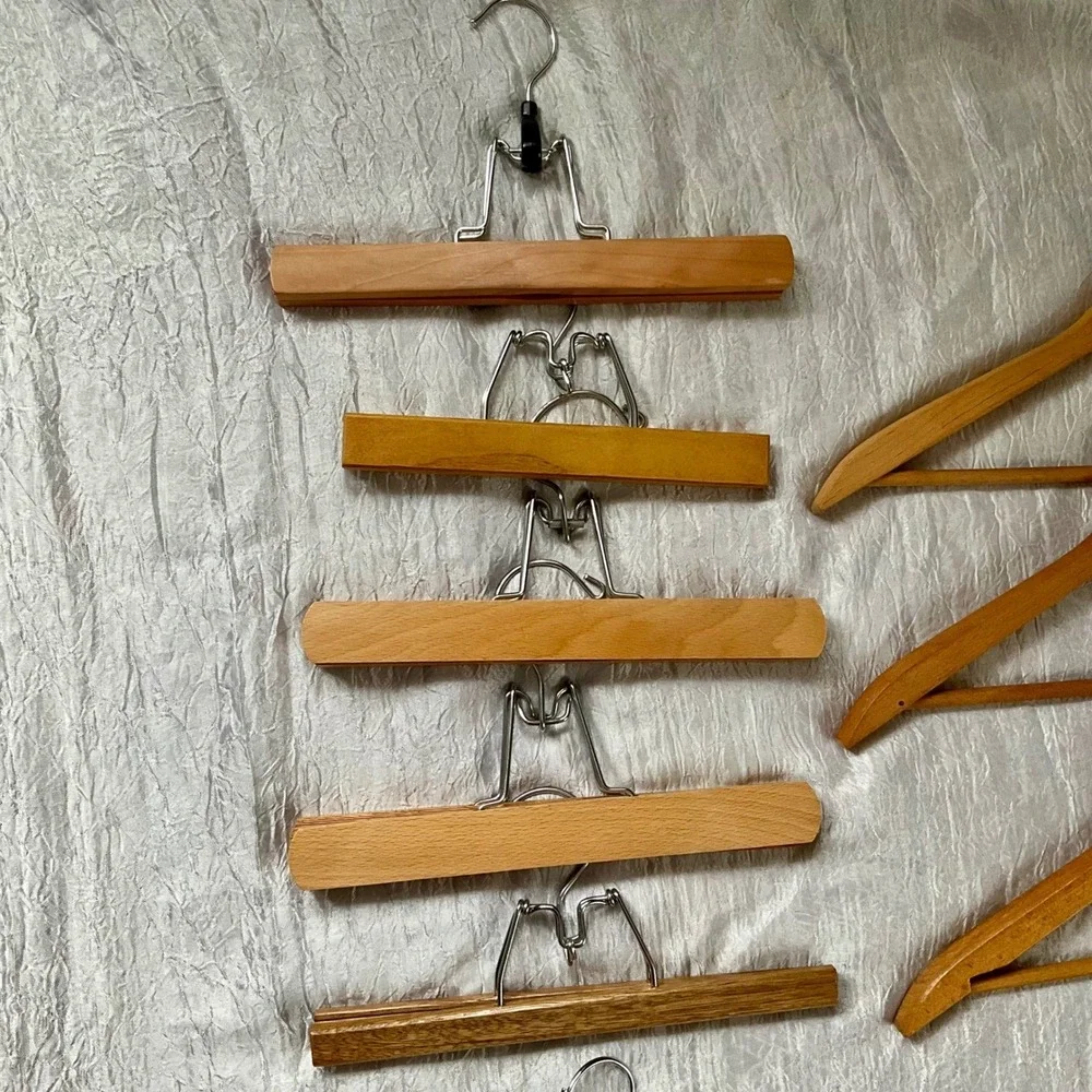 Mixed Lot of 15 Wooden Clothes Hangers Vintage 1 Ripley Clothes Suit Pant Skirt